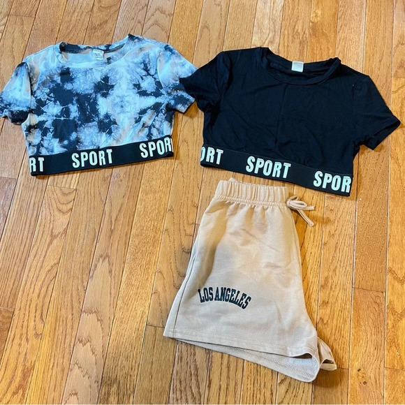 2/$25 SHEIN Coolane Girls Crop Top/Tank Sport Digital Printed Tie Dye Black 9Y - Picture 5 of 13